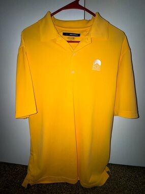 Greg Norman Play Dry Polo Shirt Yellow Big Sky Montana Mens Medium